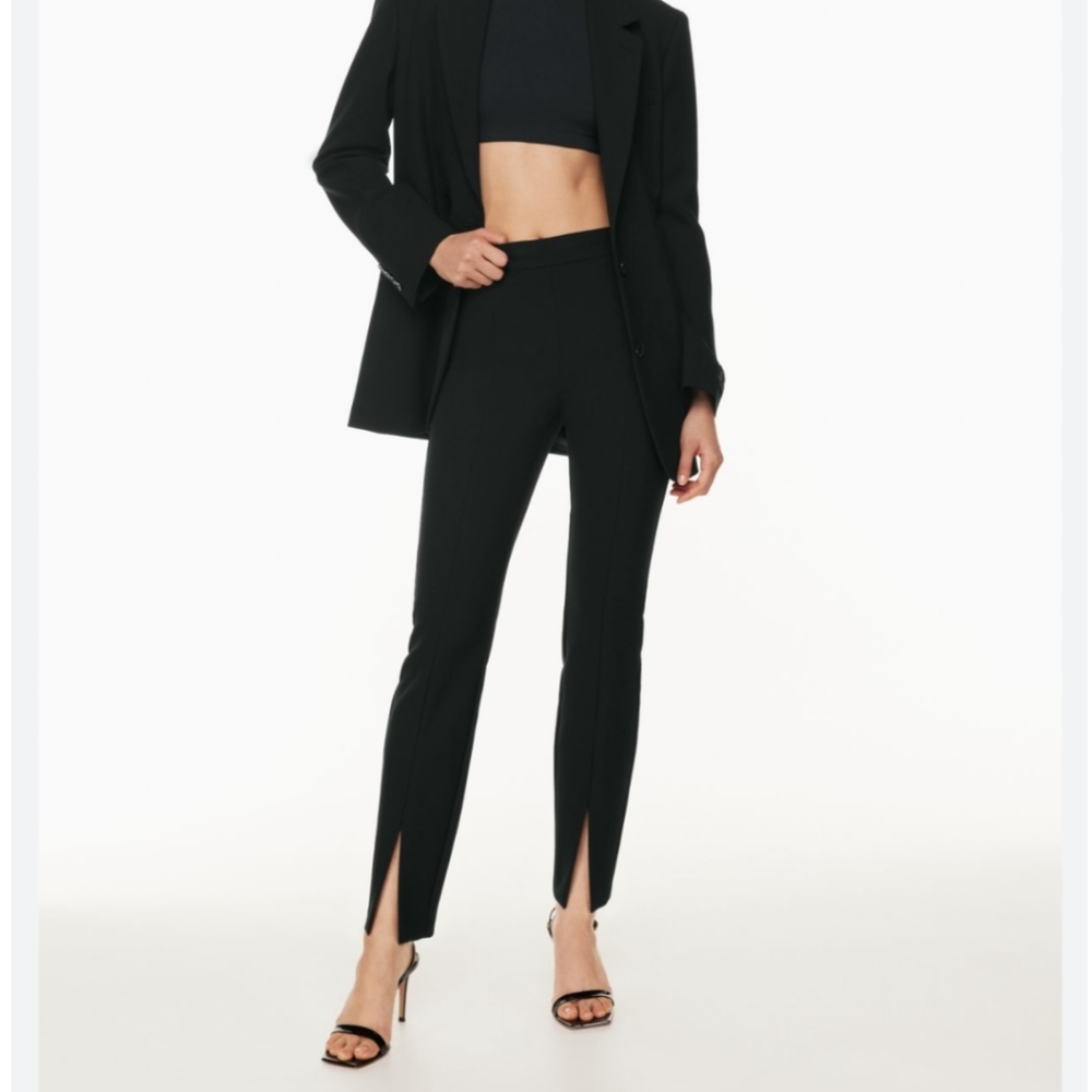 Babaton Black Front-Slit Slim Pants